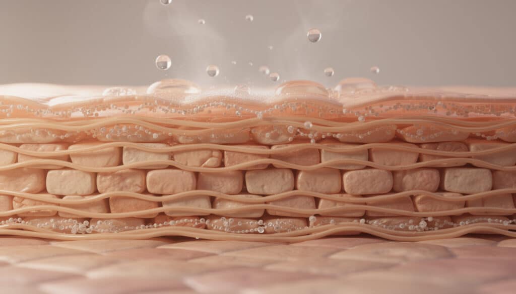 découvrez comment la barrière lipidique et les céramides, grâce à leurs acides gras, protègent la peau en prévenant la perte d'eau transépidermique pour une hydratation optimale.