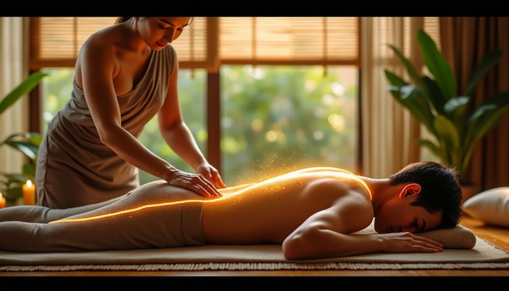 découvrez les bienfaits du massage thaïlandais qui libère les blocages des méridiens énergétiques pour favoriser l'équilibre et la détente profonde du corps et de l'esprit.