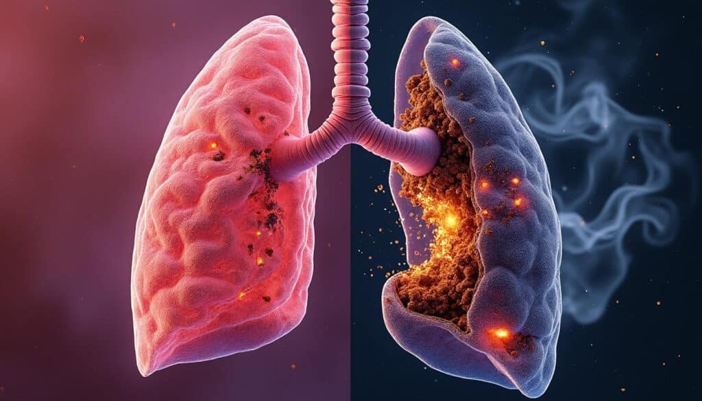 découvrez comment le tabagisme actif entraîne une obstruction progressive des alvéoles pulmonaires, affectant gravement la santé respiratoire.