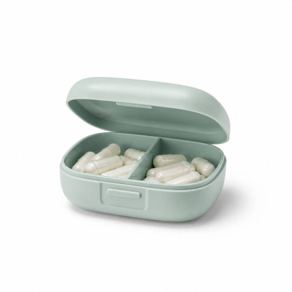 Gélules format voyage en boîtier compact présenté seul