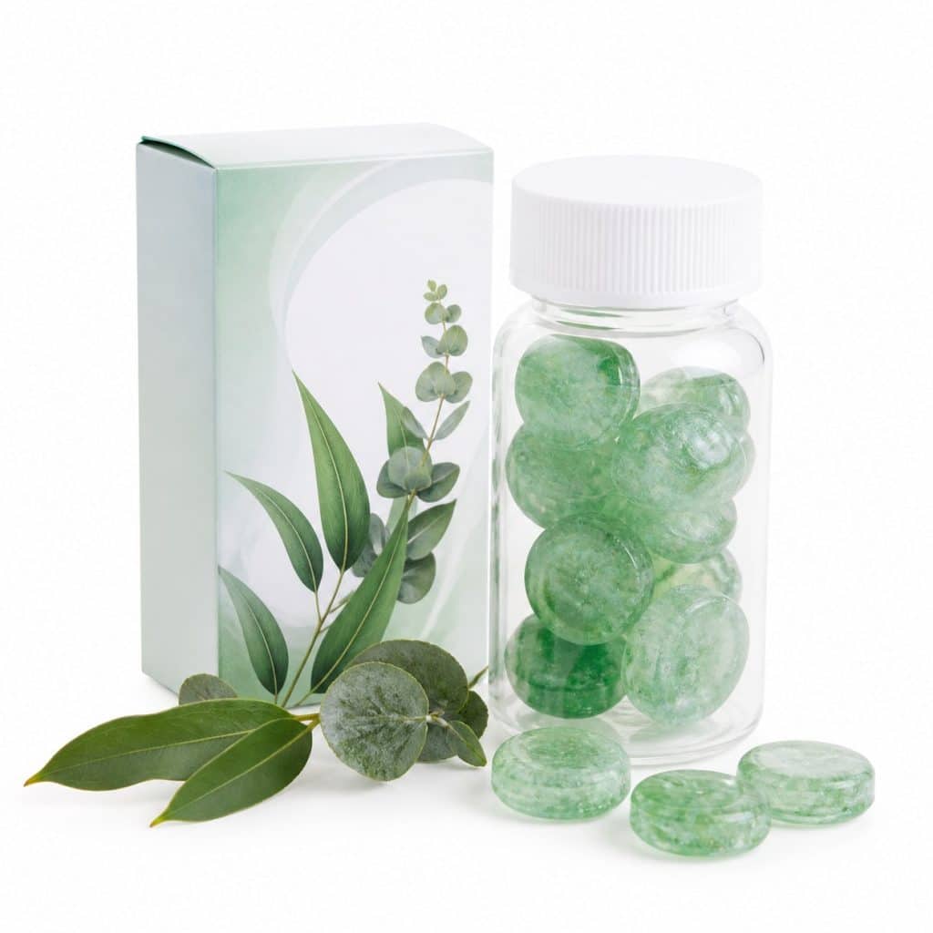 Pastilles à sucer eucalyptus et menthol présenté seul