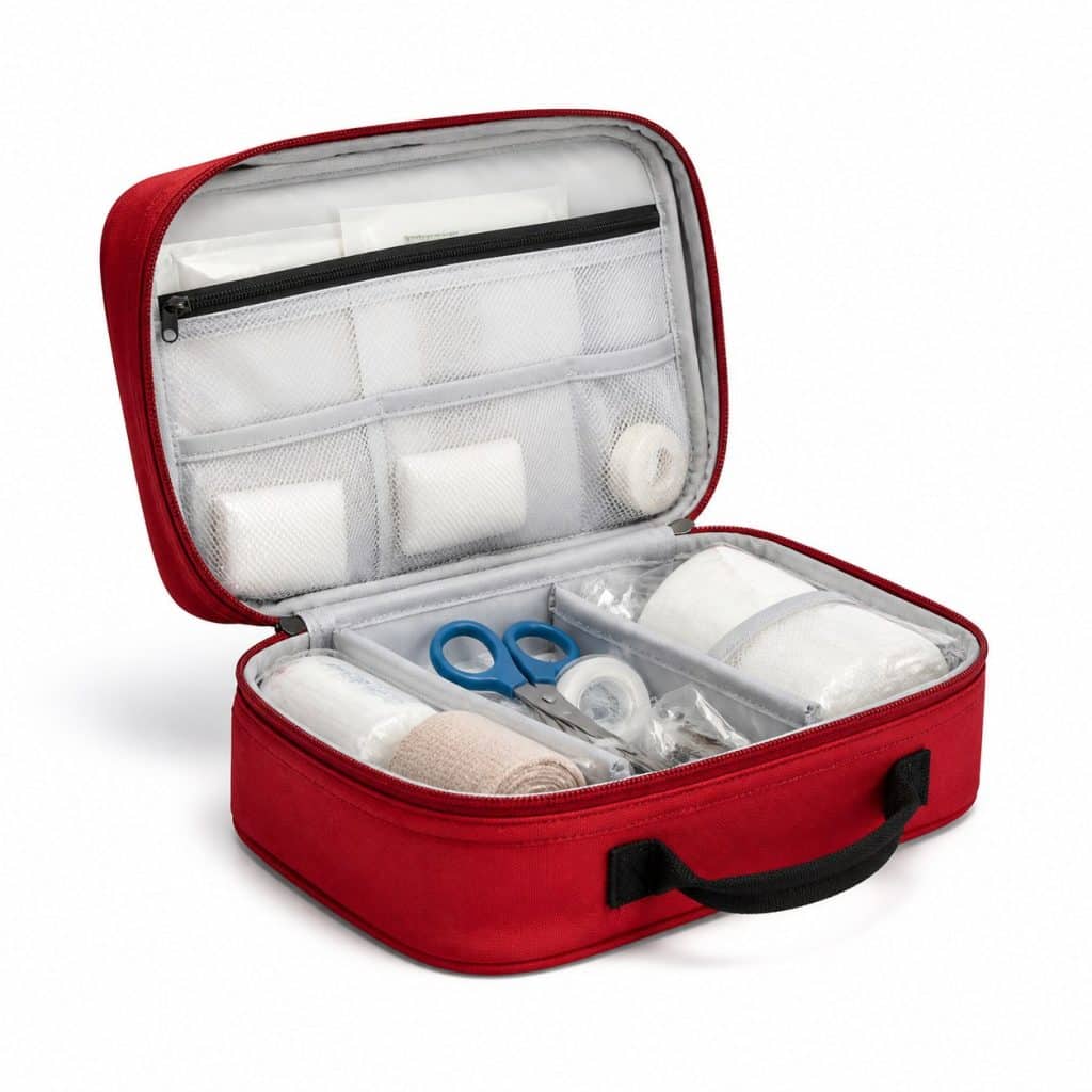 Trousse de secours familiale équipée présenté seul